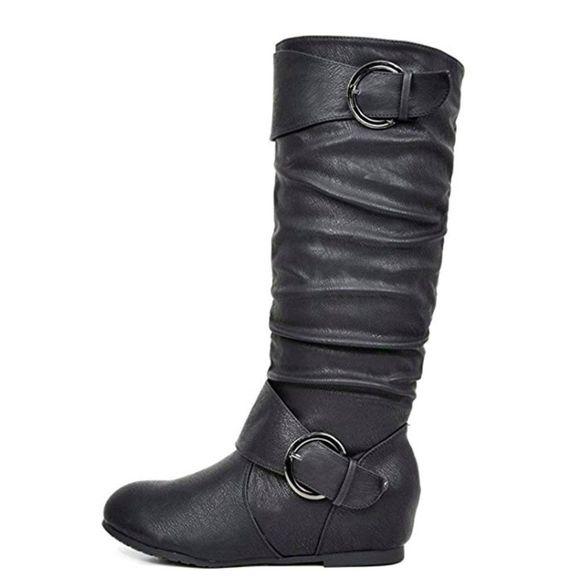 Knee High Wedge Riding Boots - Picture 1 of 3
